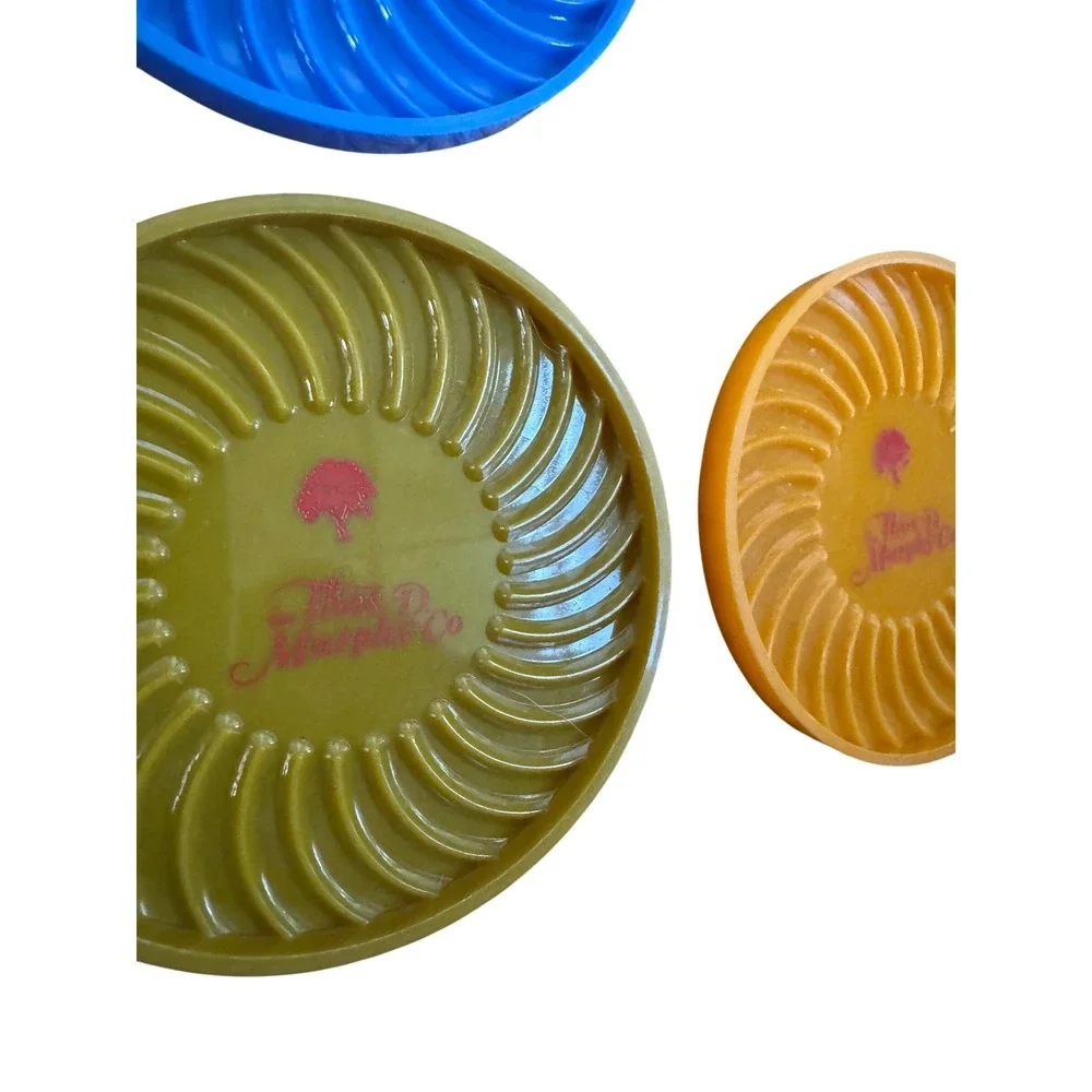 Vtg Rolex & Random Advertising Coaster Set Ritepoint USA Plastic 5pc Mid Century